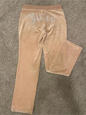 Juicy Couture Plush Velour Drawstring Pants - Beige